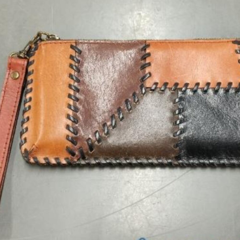 Patricia Nash ITALIAN LEATHER Patchwork Wristlet Zip Purse